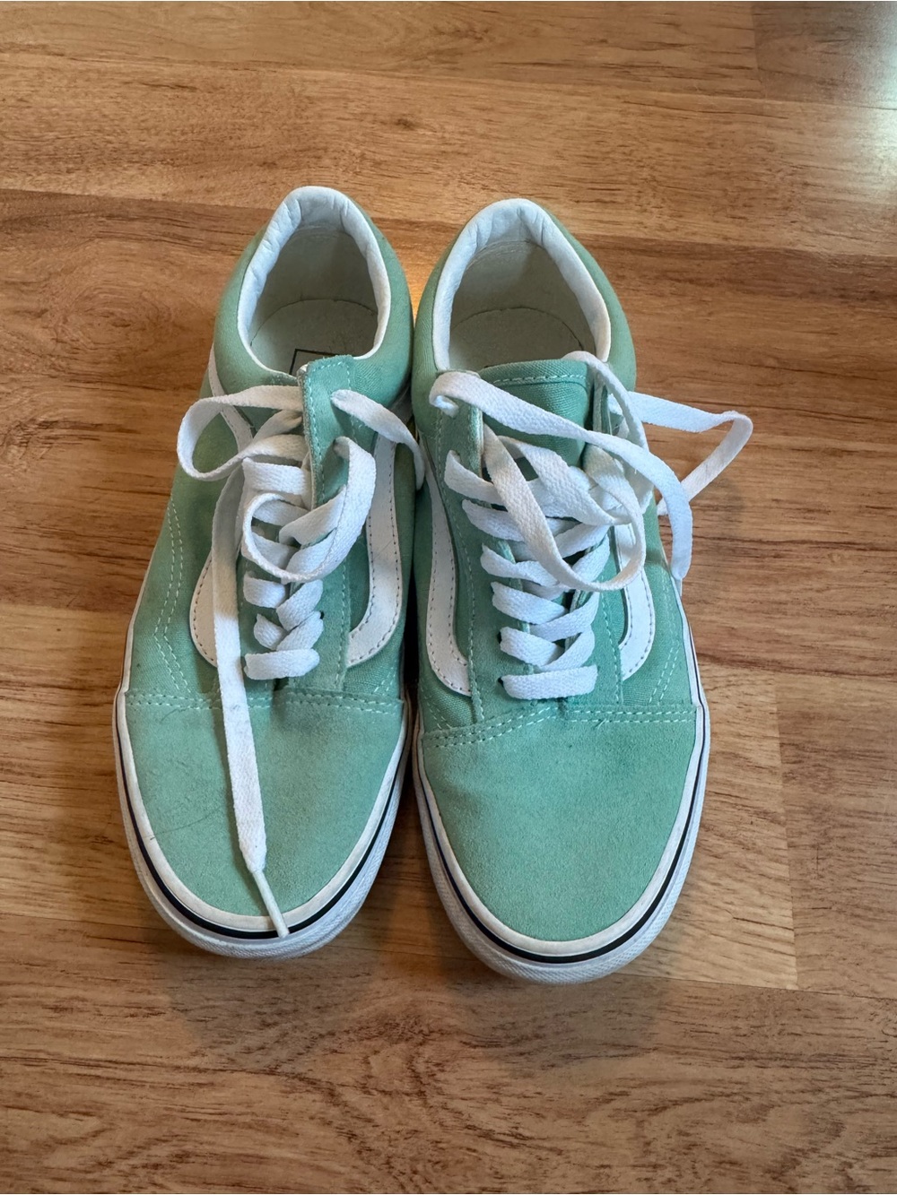 Vans Women's Mint Green and White Old Skool Sneakers